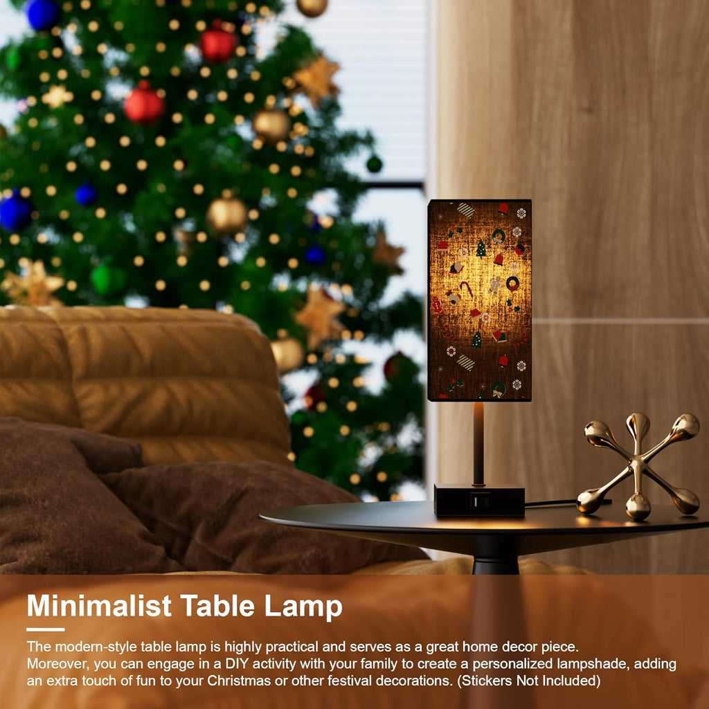 3-Way Dimmable Touch Table Lamp with USB Charging Ports – Black Bedside Lamp with Bulb Included