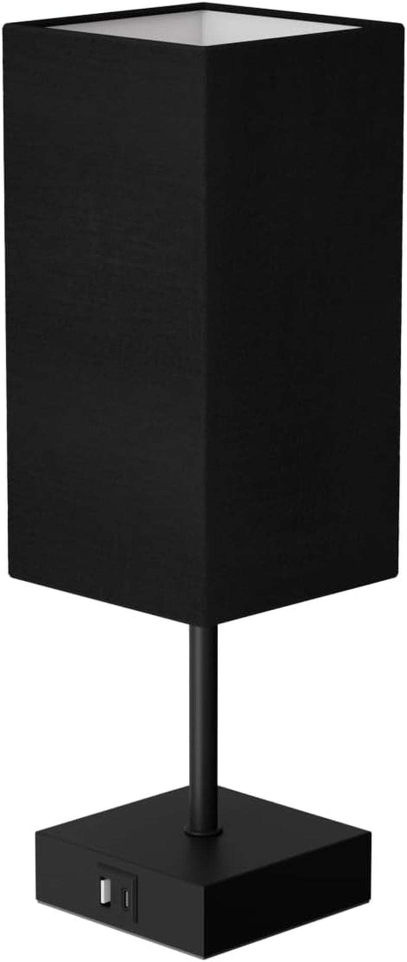 3-Way Dimmable Touch Table Lamp with USB Charging Ports – Black Bedside Lamp with Bulb Included