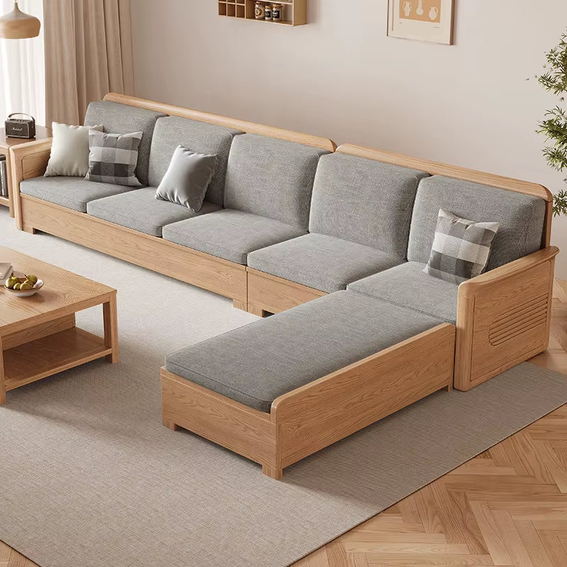 Modern Nordic Ash Wood Solid Sofa Set for Stylish Living Rooms - Perfect for Small and Large Apartments