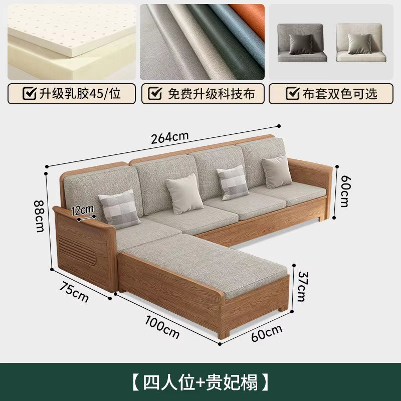 Modern Nordic Ash Wood Solid Sofa Set for Stylish Living Rooms - Perfect for Small and Large Apartments