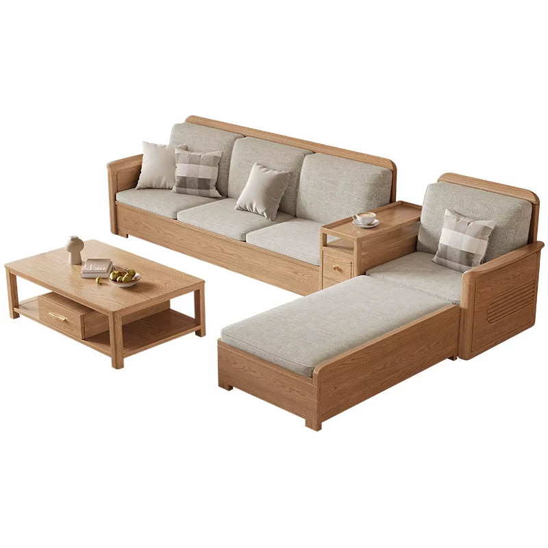 Modern Nordic Ash Wood Solid Sofa Set for Stylish Living Rooms - Perfect for Small and Large Apartments