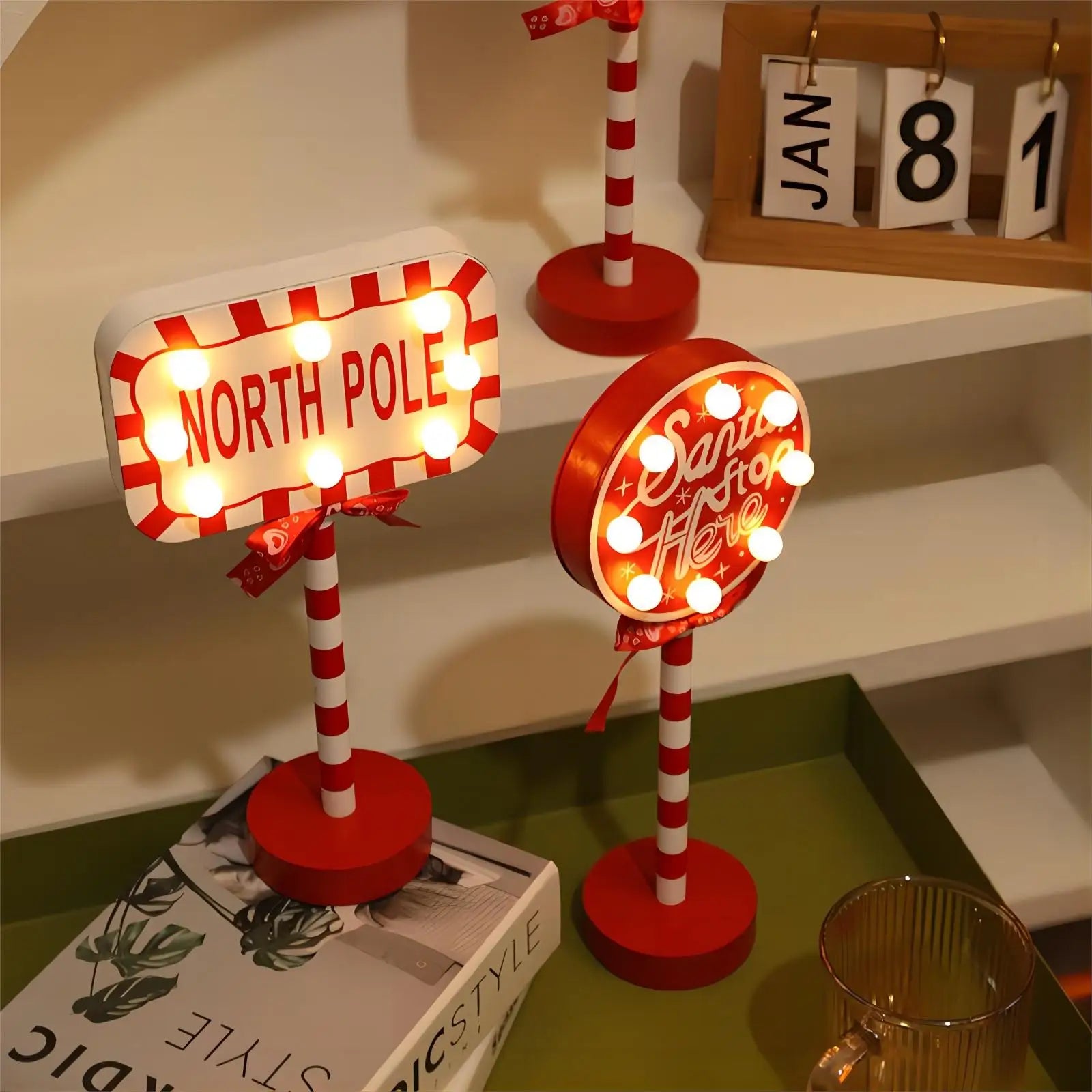 LED Santa Stop Here Sign Lamp