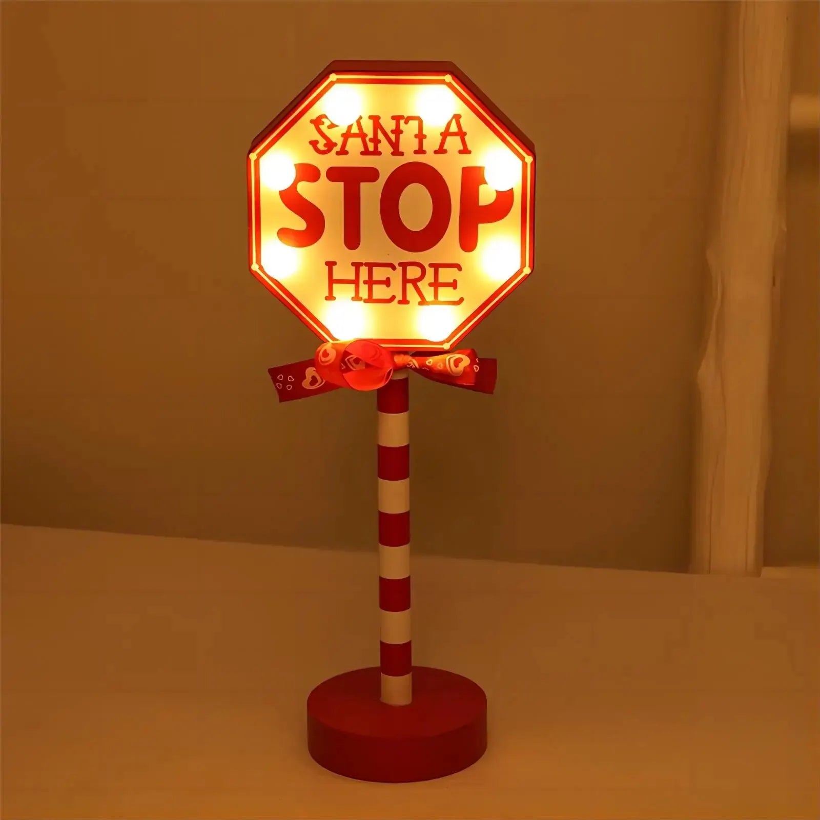 LED Santa Stop Here Sign Lamp