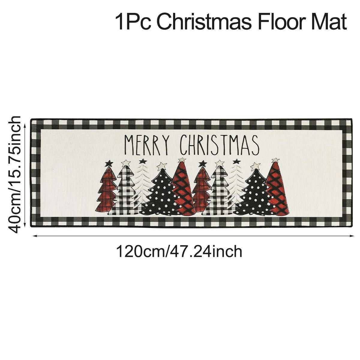 Christmas Plaid Kitchen Runner – Anti‑Slip Holiday Floor Mat for Kitchen Décor