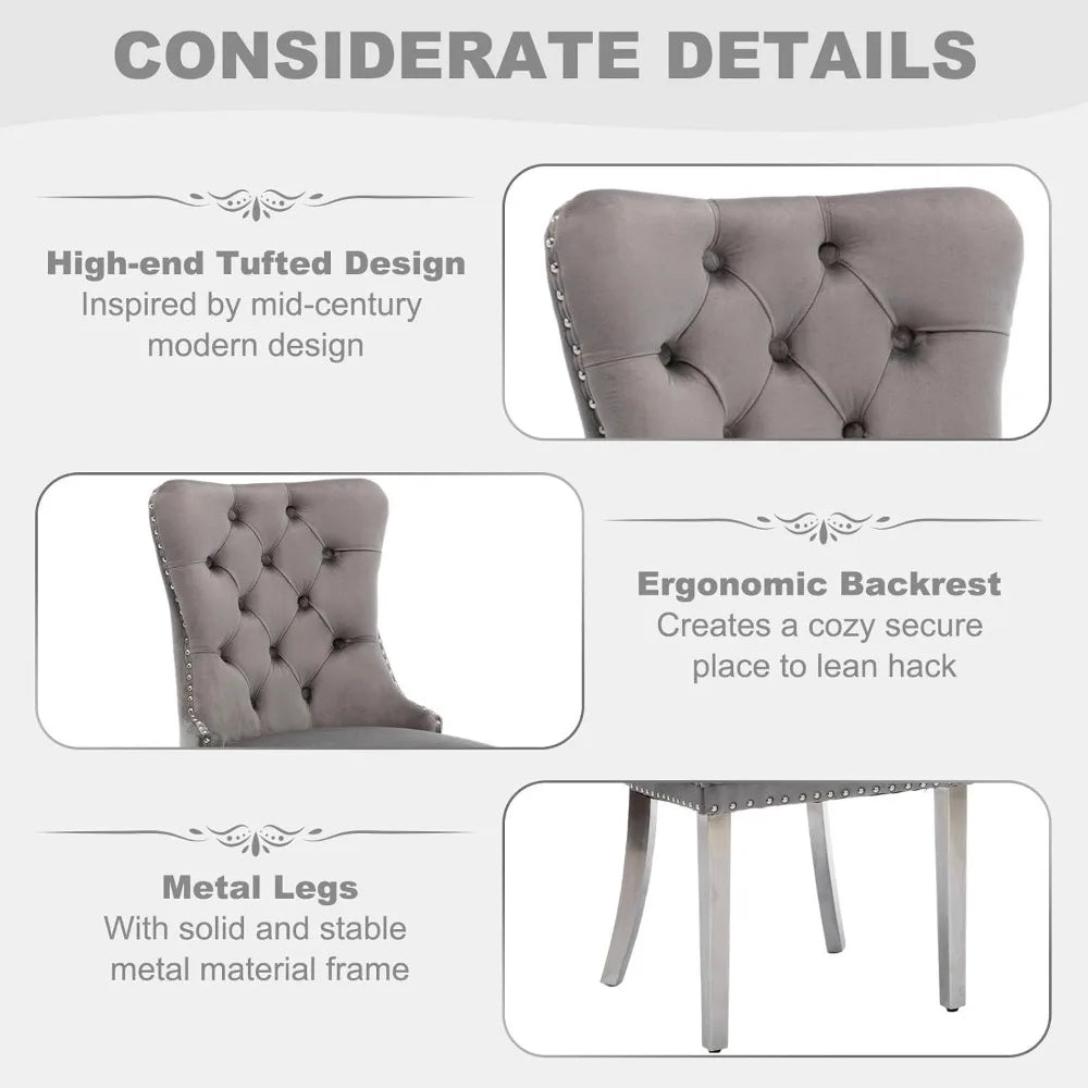 Southern Bloom 51‑Inch Glass Dining Table Set – 5‑Piece Modern Dining & Kitchen Ensemble with Rectangular Table and 4 Velvet Chairs