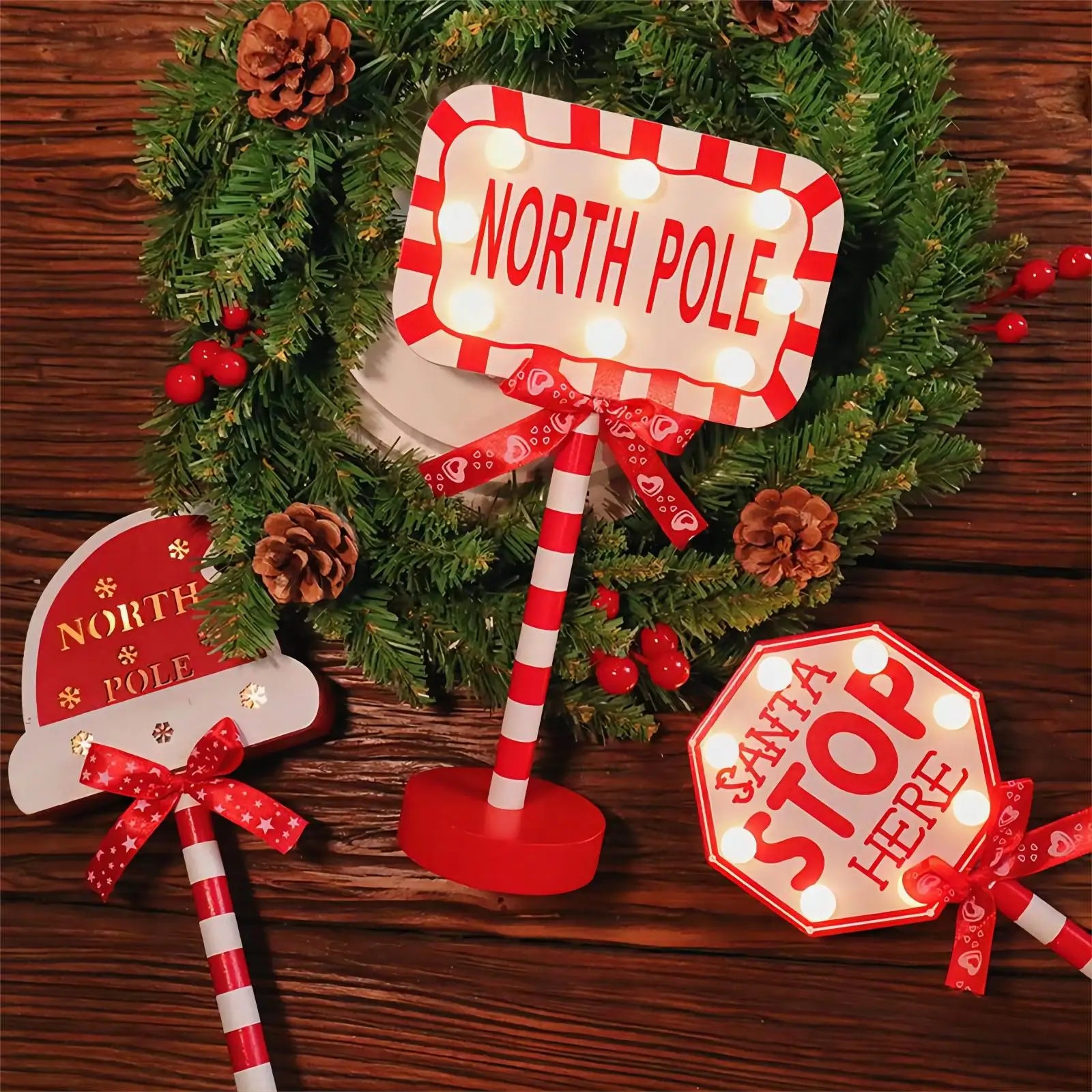 LED Santa Stop Here Sign Lamp