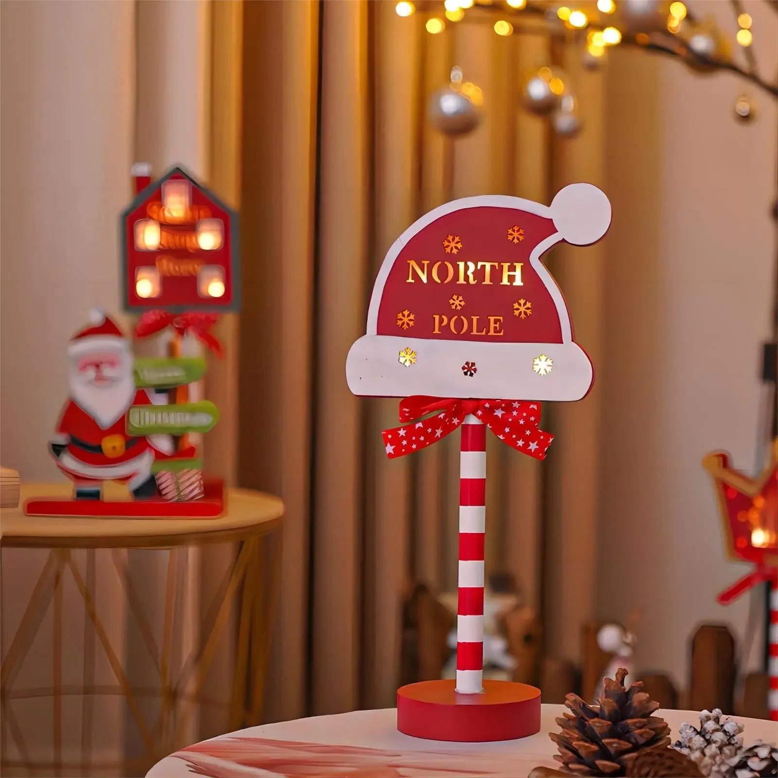 LED Santa Stop Here Sign Lamp