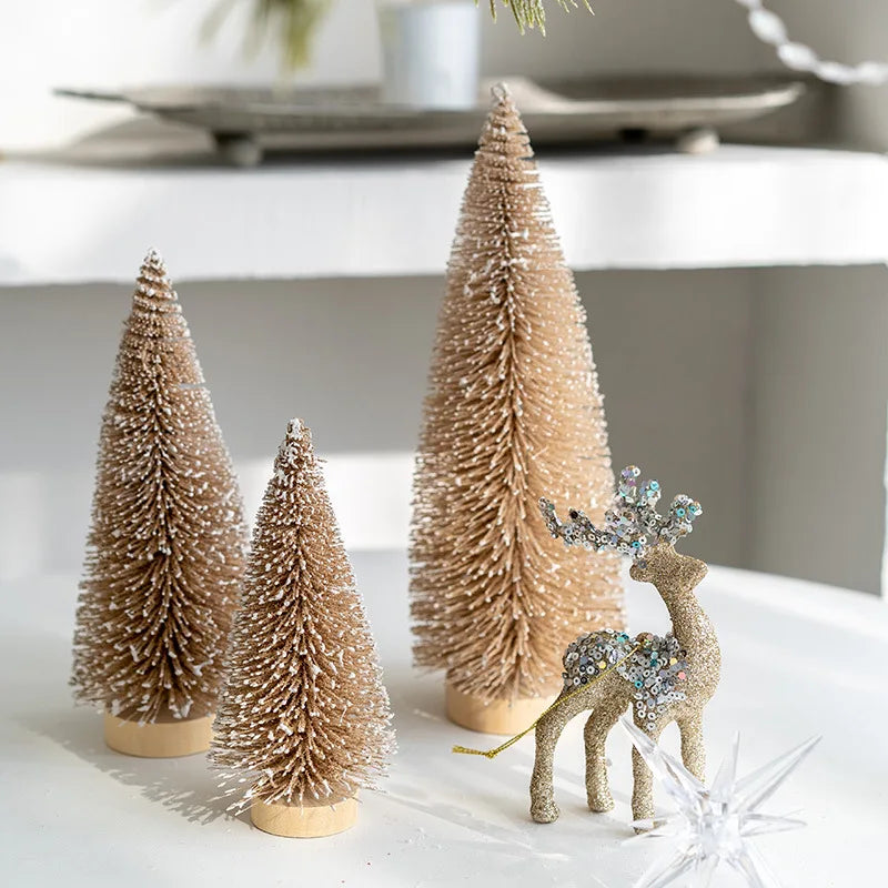 Southern Bloom Mini Tabletop Christmas Trees – Artificial Pine Miniature Xmas Décor for Kitchen, Dining Table & Home Holiday Displays
