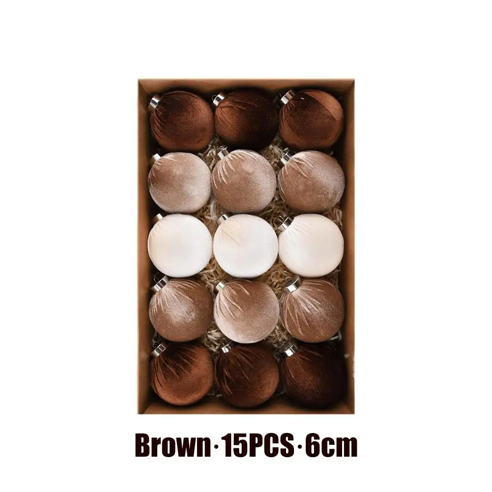 Velvet Christmas Ornaments Set – 15-Piece Hand-Painted Retro Bulbs