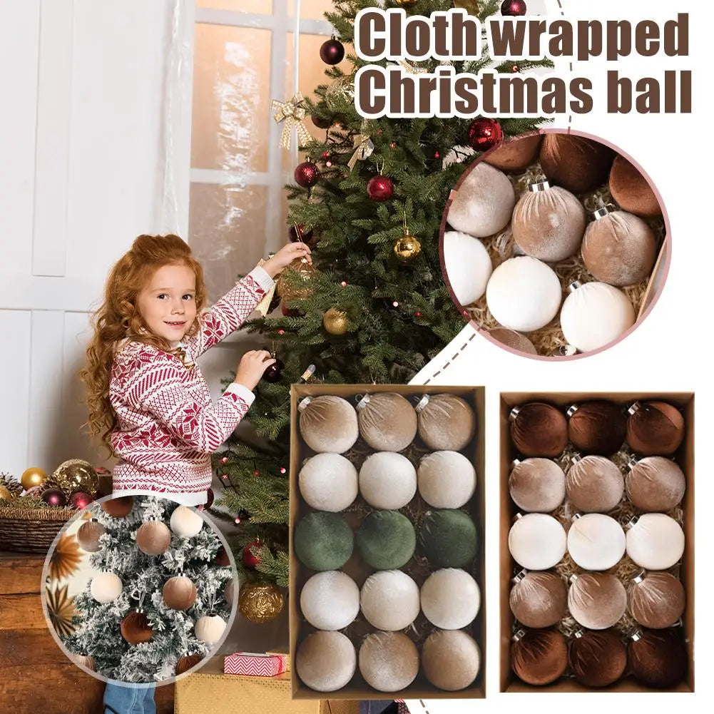 Velvet Christmas Ornaments Set – 15-Piece Hand-Painted Retro Bulbs