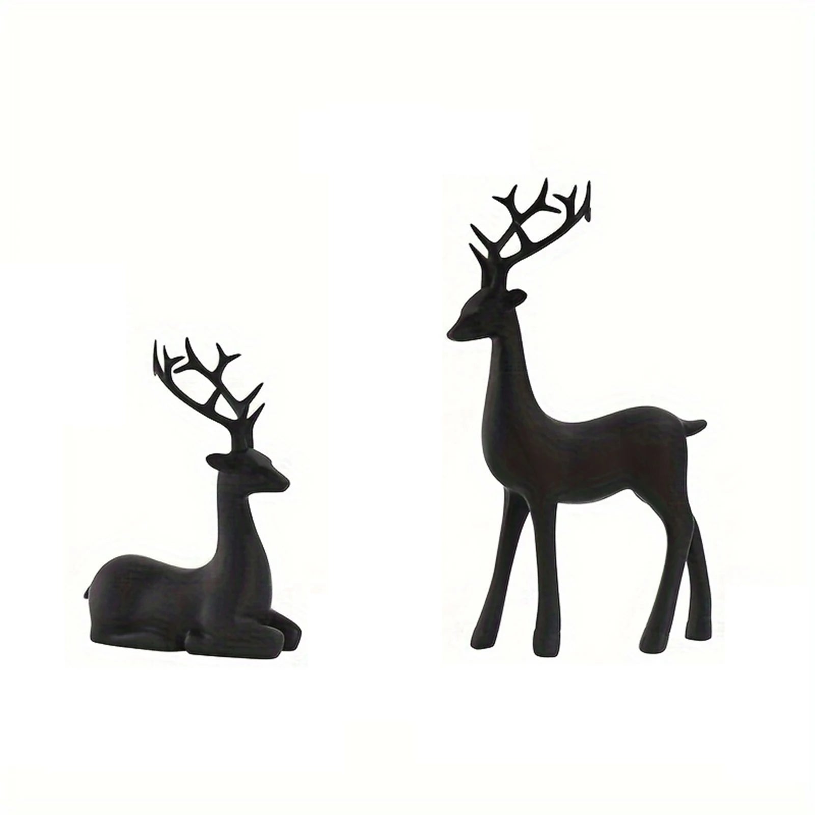 Modern Matte Black Reindeer Figurines