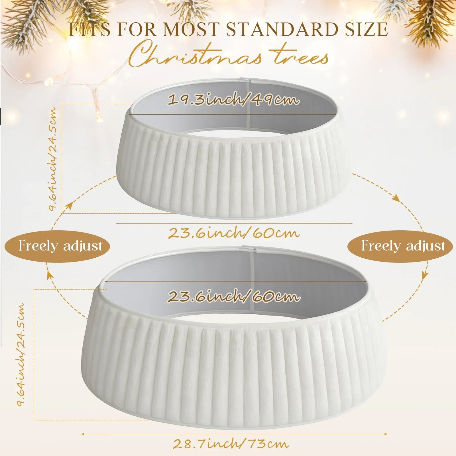 Southern Bloom White Faux Fur Christmas Tree Collar – Plush Tree Skirt Style Base Cover for 7.5ft–9ft Trees | Farmhouse Holiday Décor