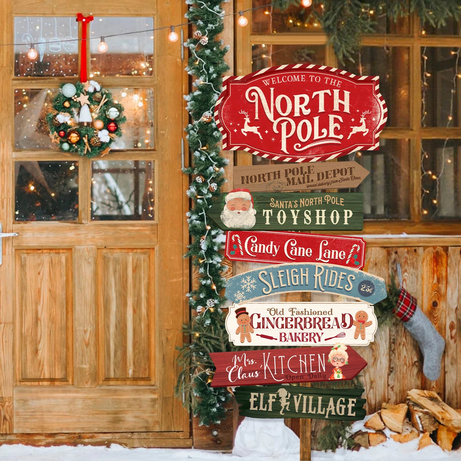 Southern Bloom North Pole Christmas Sign – Santa’s Workshop Holiday Decoration for Home, Porch, or Office