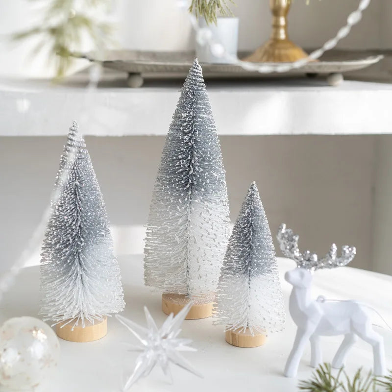 Southern Bloom Mini Tabletop Christmas Trees – Artificial Pine Miniature Xmas Décor for Kitchen, Dining Table & Home Holiday Displays