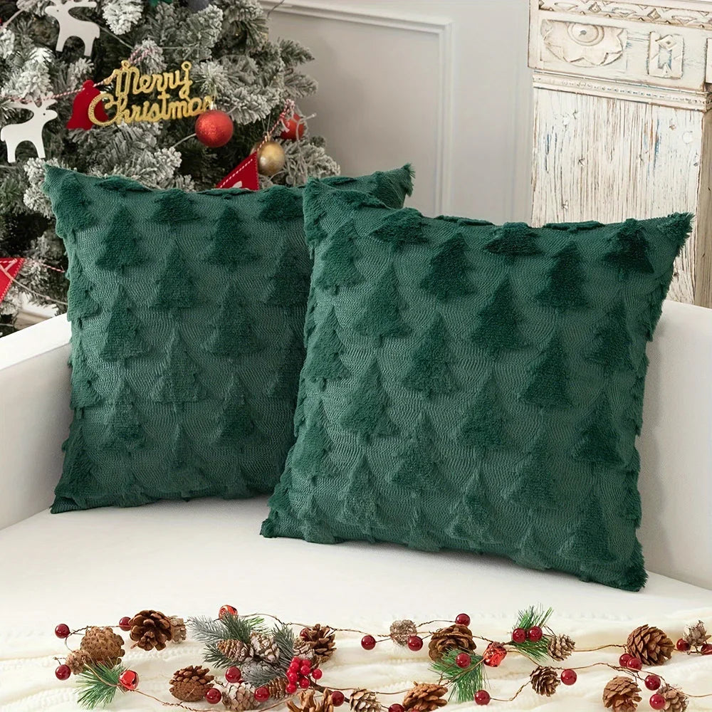Southern Bloom 18x18” Christmas Tree Pillow Covers – 2025 Merry Christmas Throw Pillow Cases for Sofa, Couch, or Home Holiday Décor
