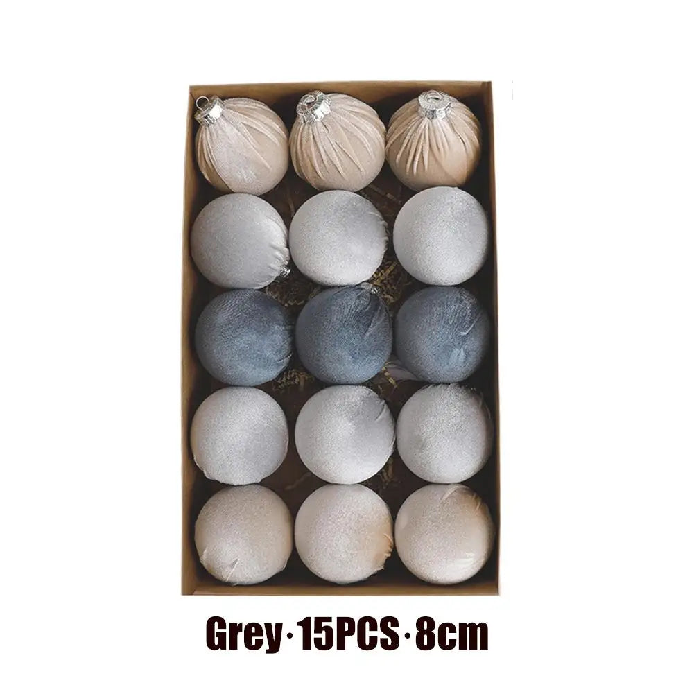 Velvet Christmas Ornaments Set – 15-Piece Hand-Painted Retro Bulbs