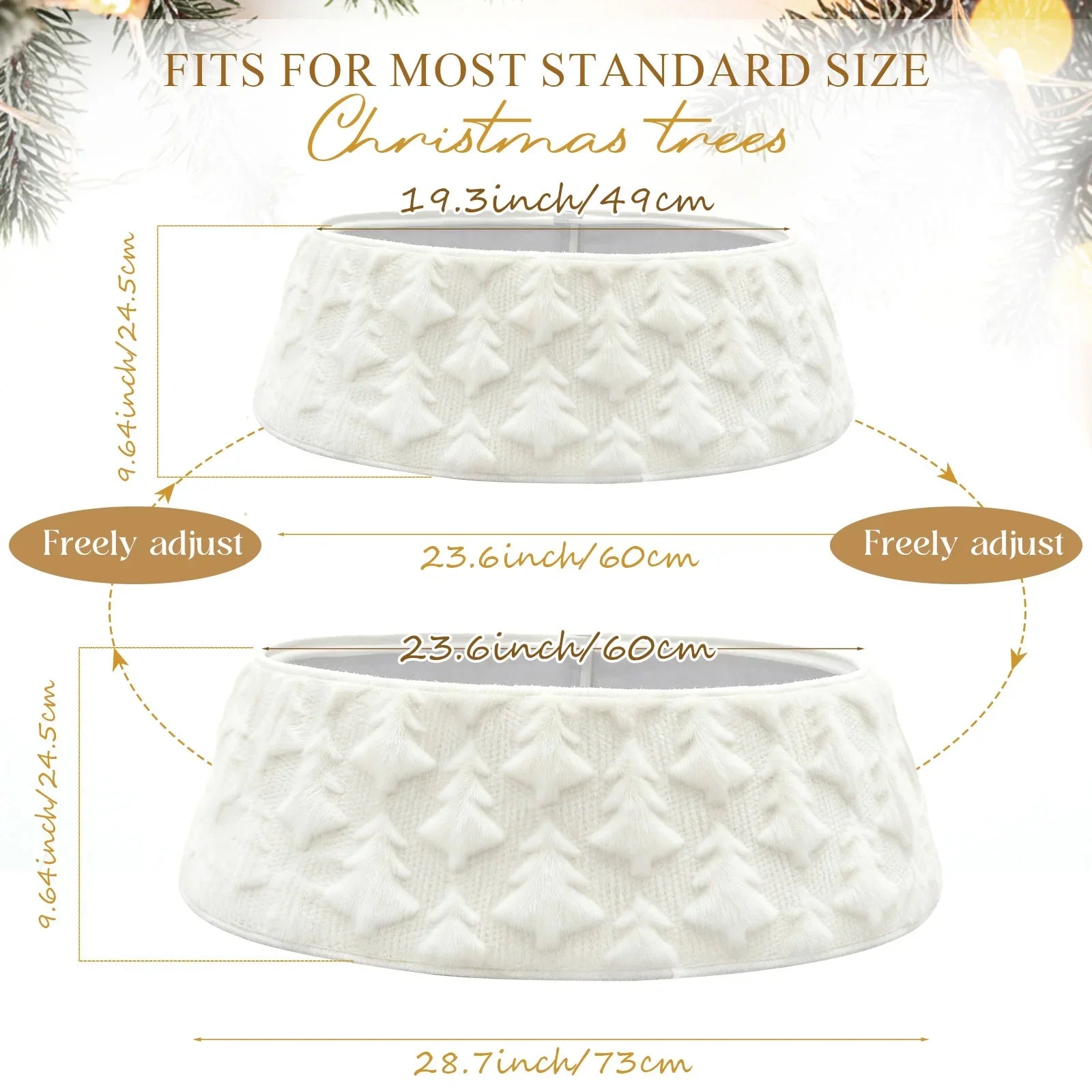Southern Bloom White Faux Fur Christmas Tree Collar – Plush Tree Skirt Style Base Cover for 7.5ft–9ft Trees | Farmhouse Holiday Décor