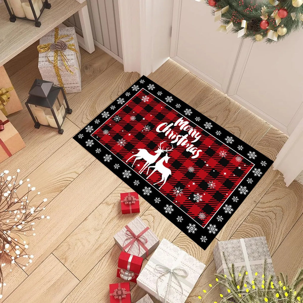 Christmas Plaid Kitchen Runner – Anti‑Slip Holiday Floor Mat for Kitchen Décor