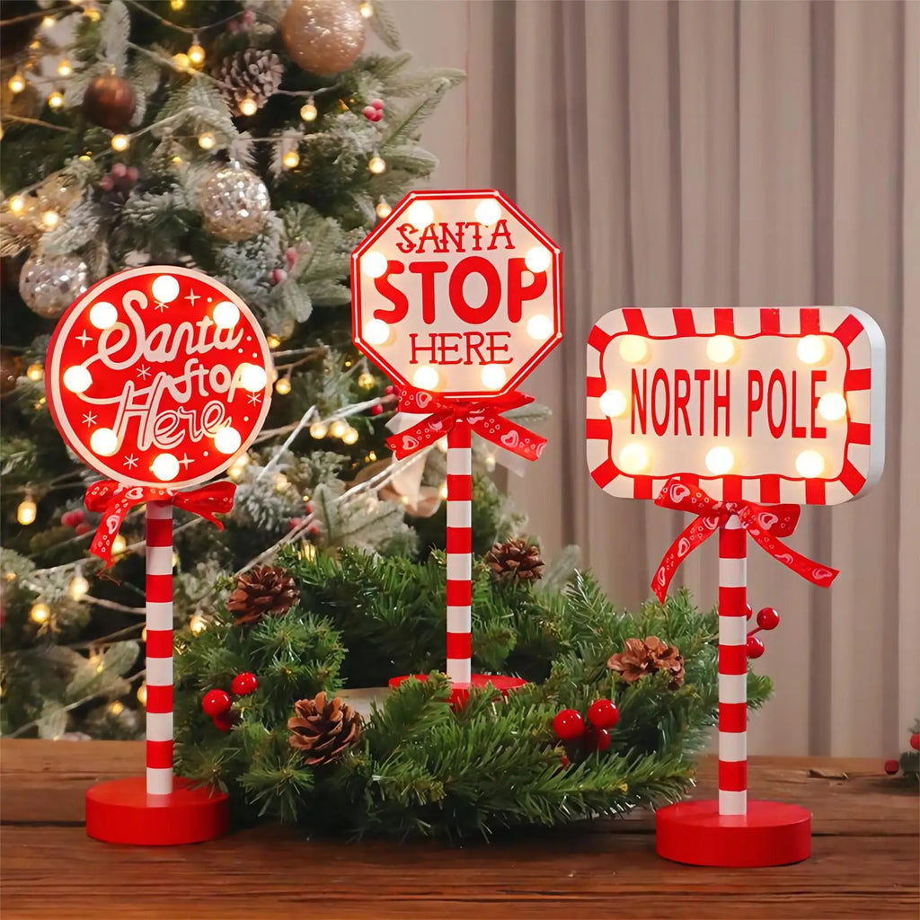 LED Santa Stop Here Sign Lamp
