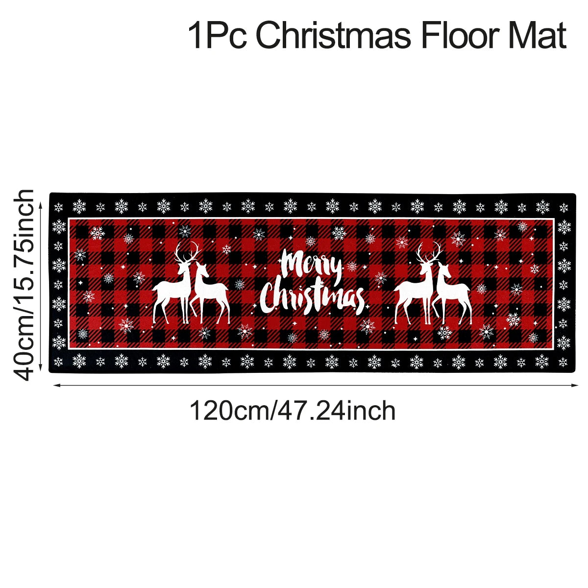 Christmas Plaid Kitchen Runner – Anti‑Slip Holiday Floor Mat for Kitchen Décor