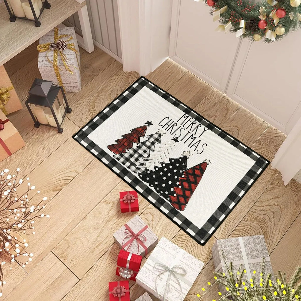 Christmas Plaid Kitchen Runner – Anti‑Slip Holiday Floor Mat for Kitchen Décor