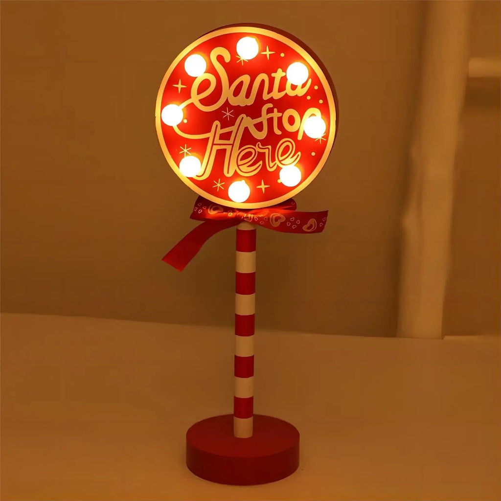 LED Santa Stop Here Sign Lamp