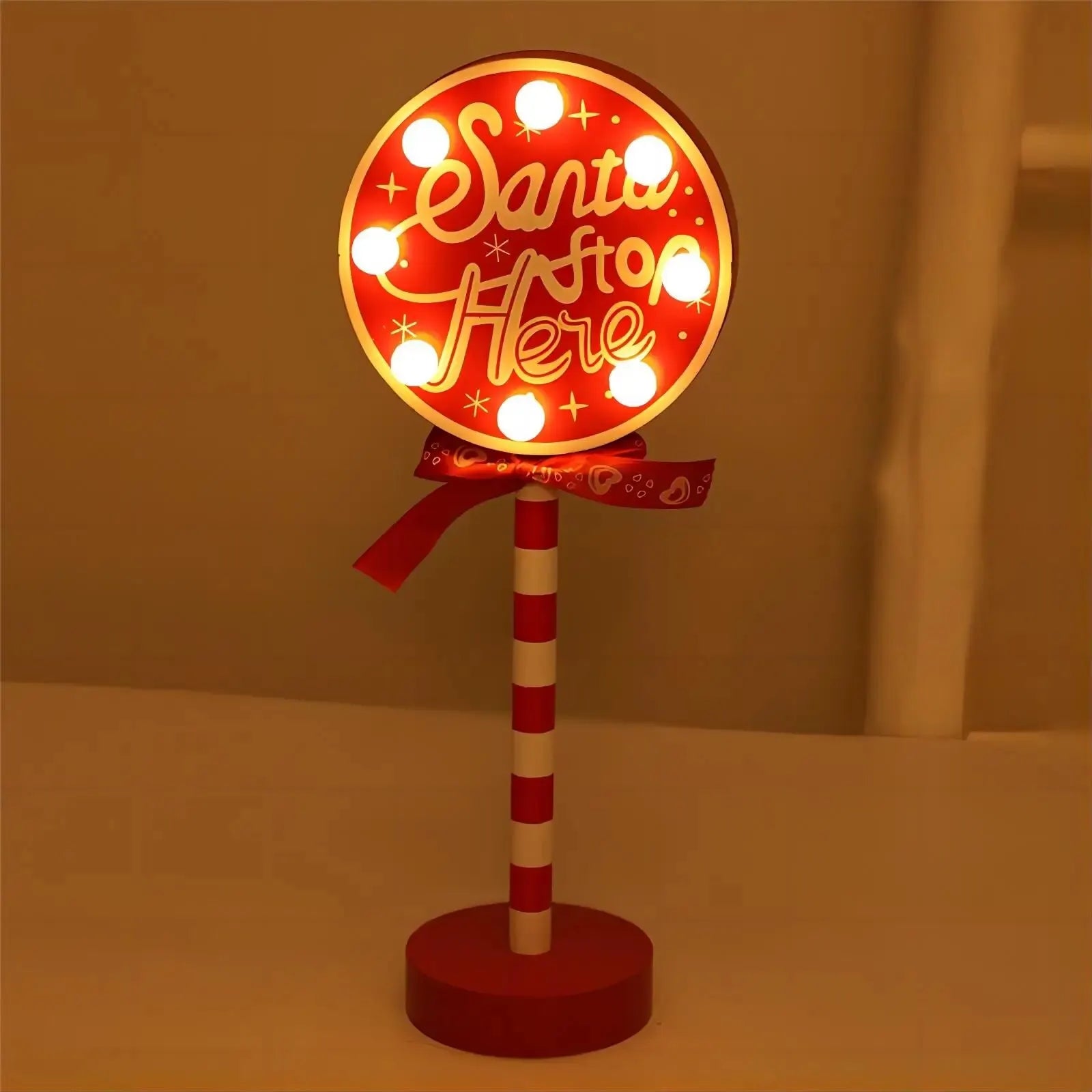 LED Santa Stop Here Sign Lamp