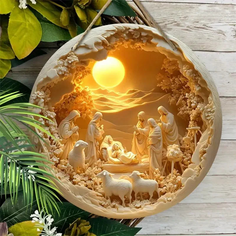 Southern Bloom Handmade Acrylic Nativity Scene – 2D Religious Sculptures for Farmhouse Christmas Table Décor
